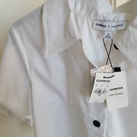 Express x LadyGang Button-Front Cropped Blouse - Picture 3 of 3